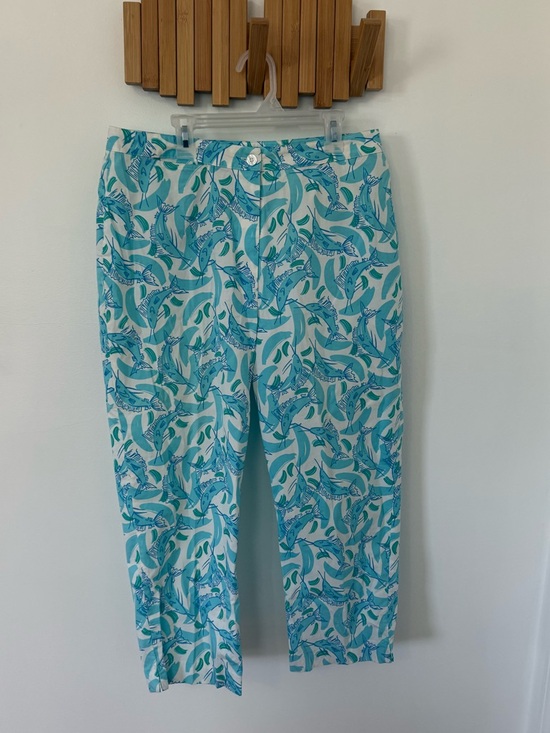 Lilly Pulitzer Pants - Lilly Pulitzer Blue Marlin Print Capri, Vintage, Womens Size 12